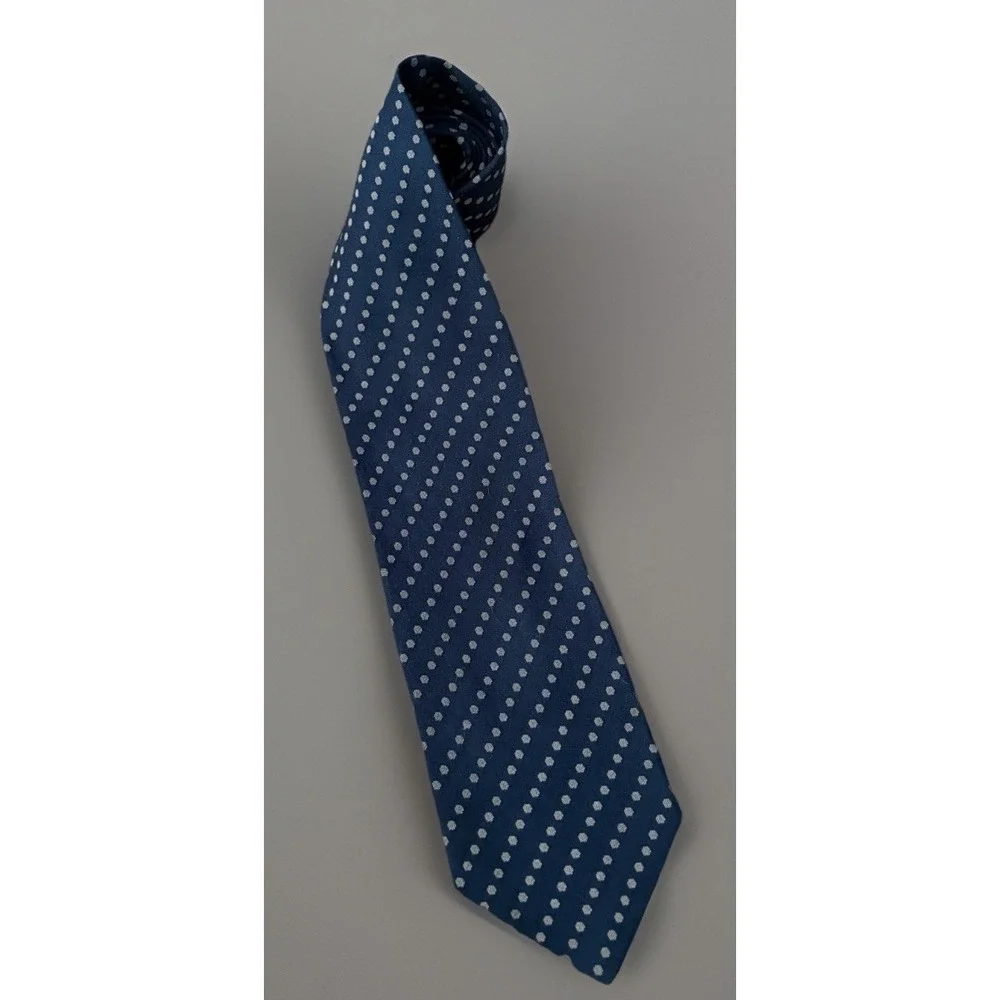Georgio Armani Cravatte Tie Blue Geometric AOP Pattern 100% Silk Italy VTG JBHS